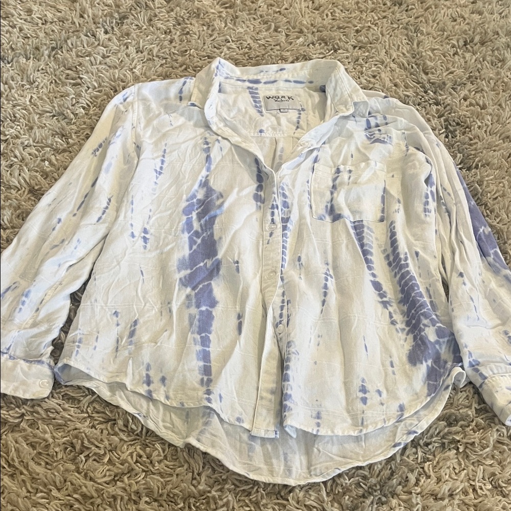 Rails Blue and White Tie-Dye Button Down Shirt
